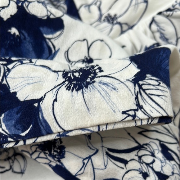 Vintage 70's Floral Blue White Maxi Dress Puff Sleeve Empire Waist Size 4/6 - Picture 12 of 16